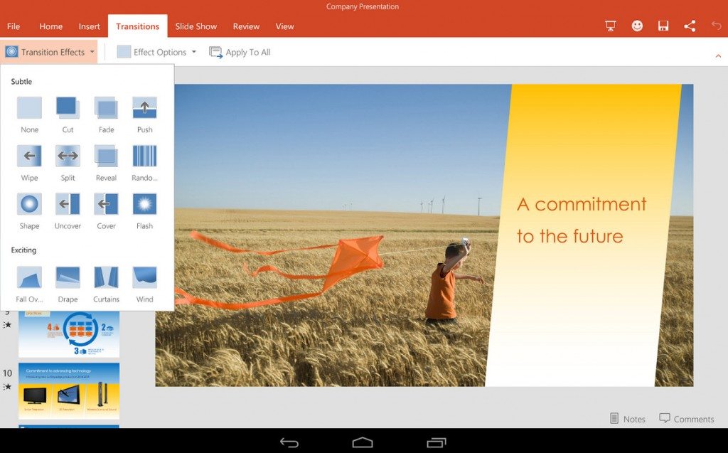 The Microsoft Office suite now openly available for Android tablets