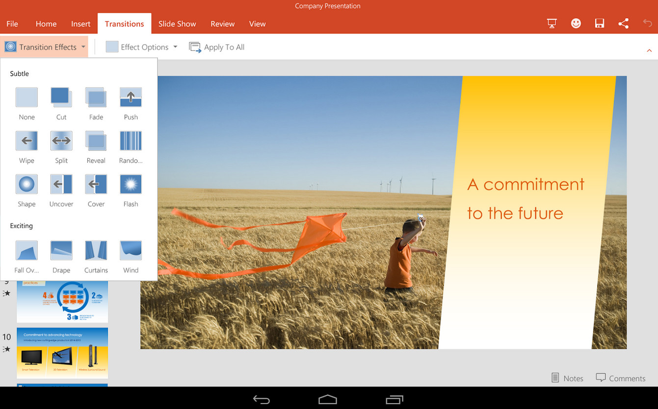 The Microsoft Office suite now openly available for Android tablets