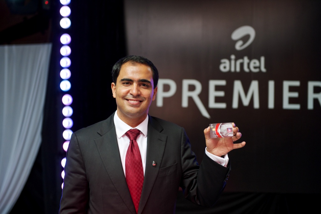 Airtel Kenya CEO Adil El Youssefi displays the Airtel Money Premier VISA card 2