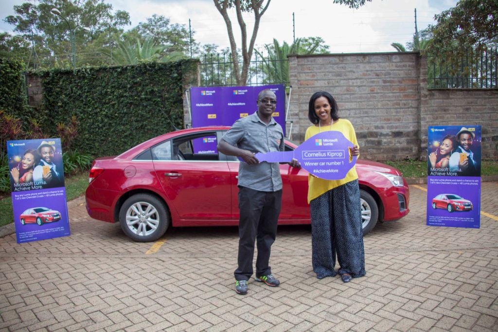 Mariam Abdullahi, Microsoft General Manager for East Africa (right) hand...