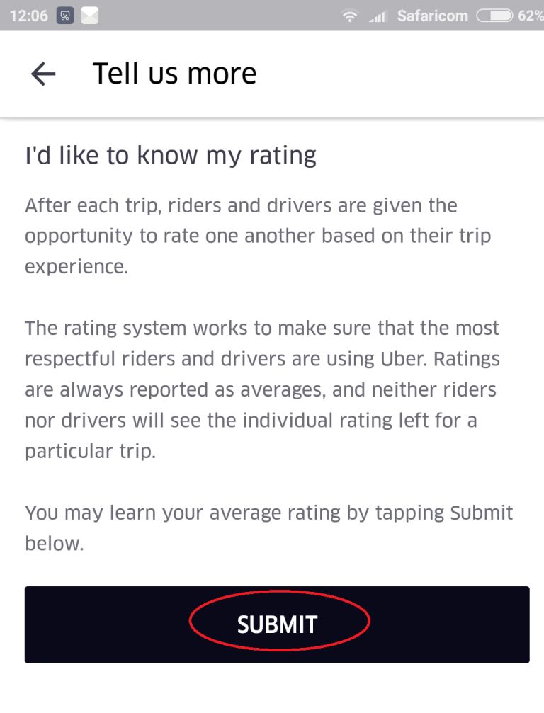 Uber rating kenya