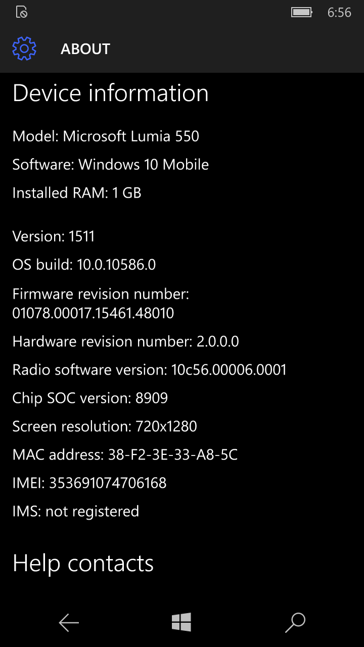 Lumia 550 Running Windows 10