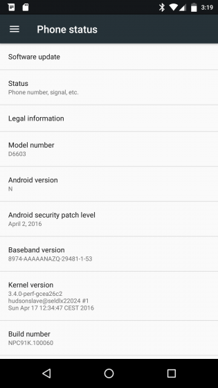 Xperia Z3 NPC91K Android N 1 315x560