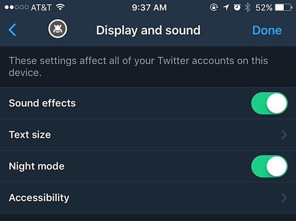 Twitter night mode for ios