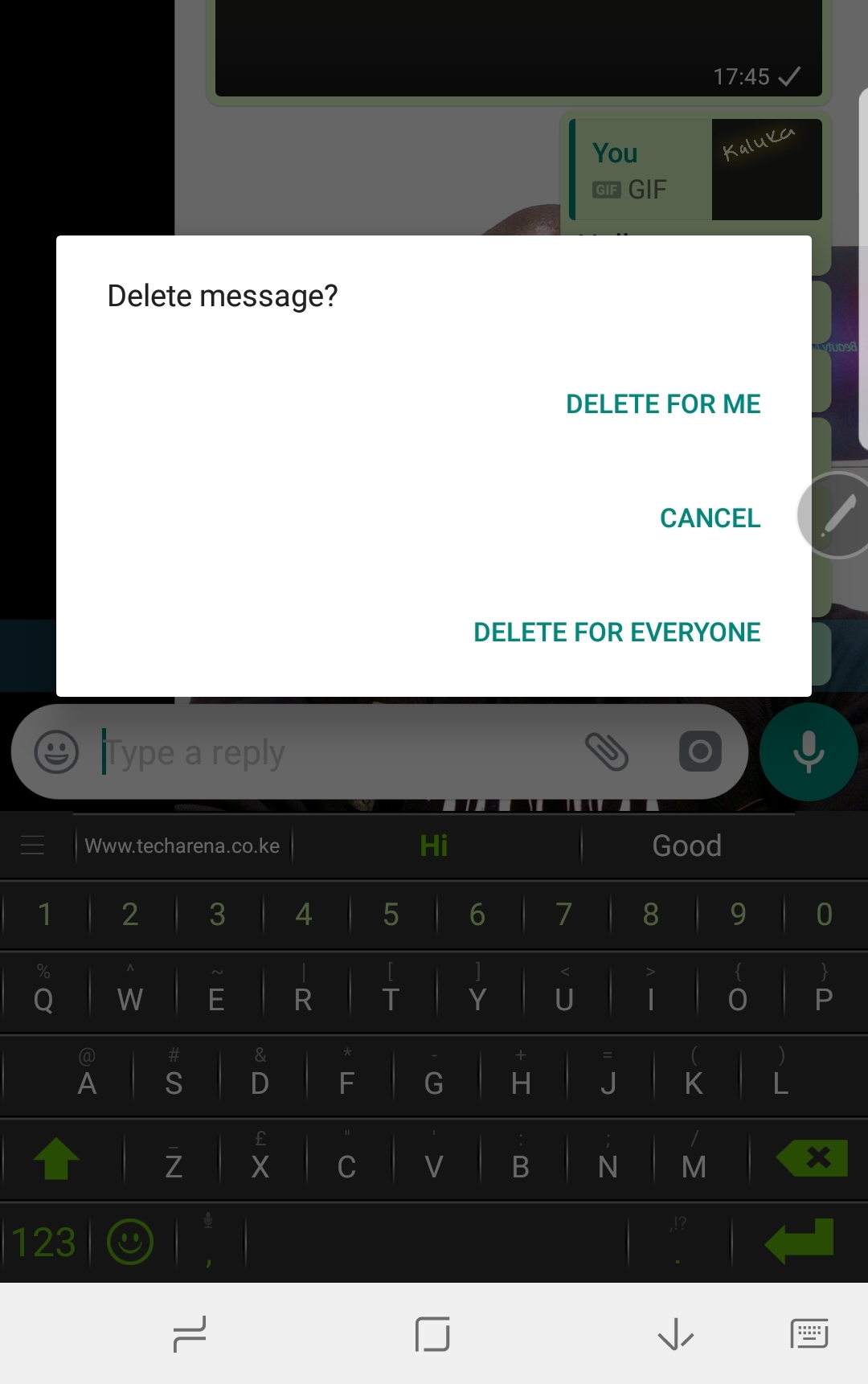 WhatsApp delete message