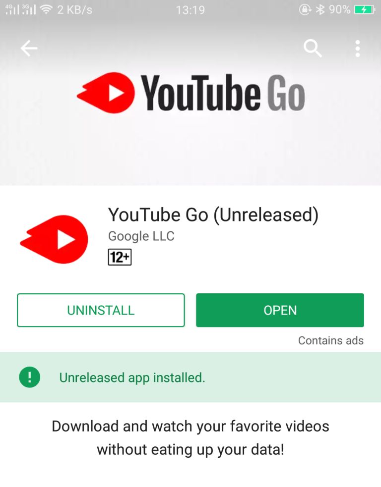 YouTube go playstore