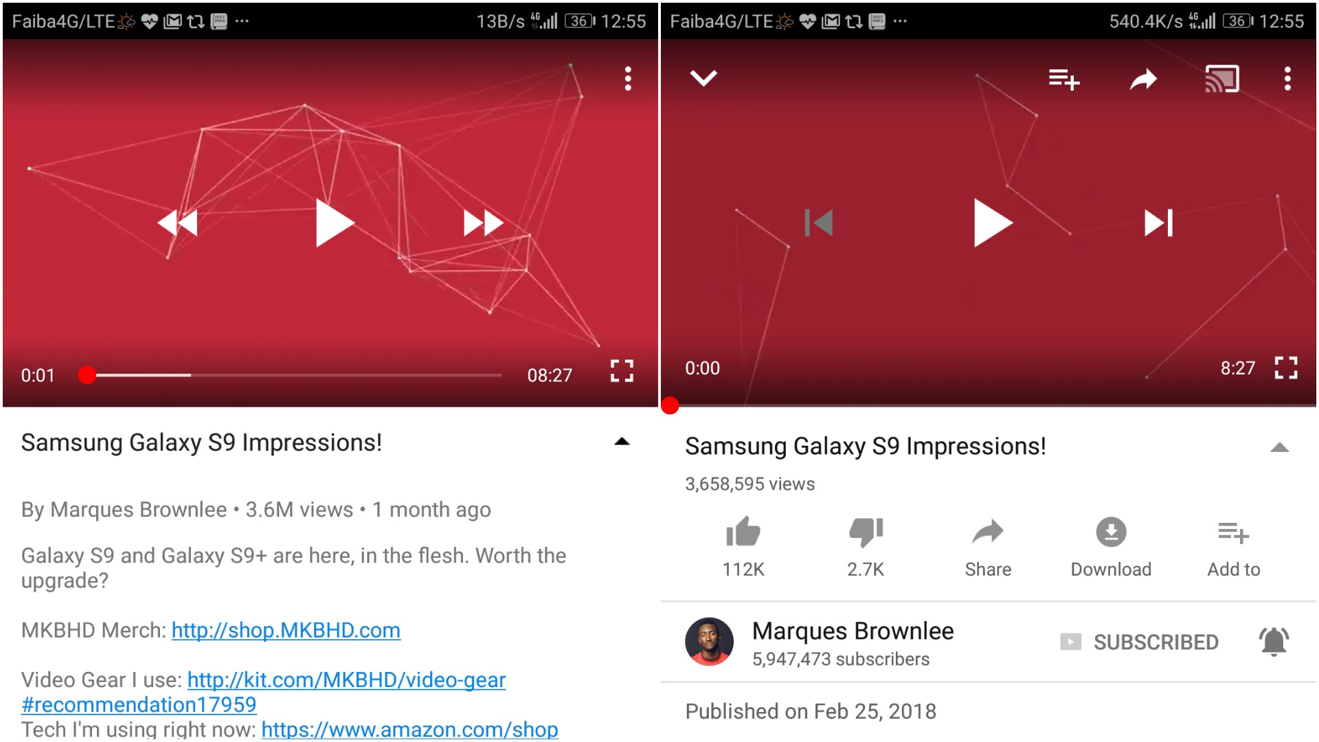 Youtube go(left) Youtube for android (right)