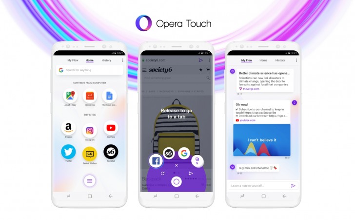 Opera touch features