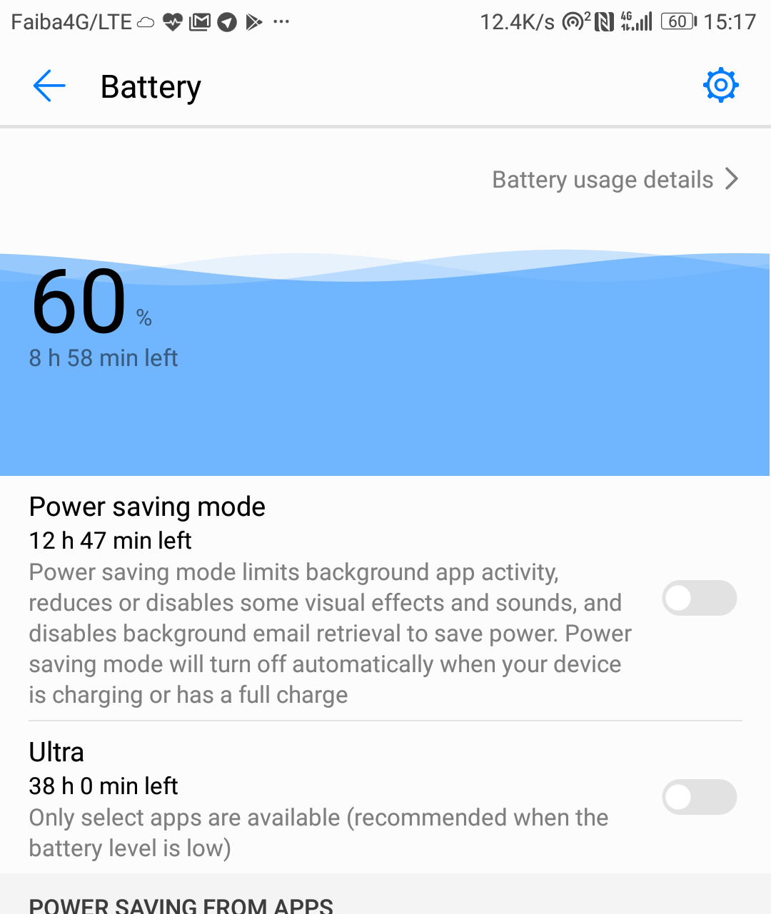 Battery saving mode