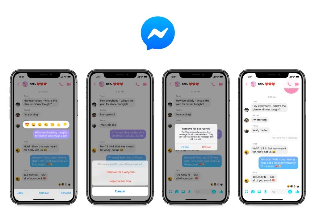 Unsend facebook messenger messages