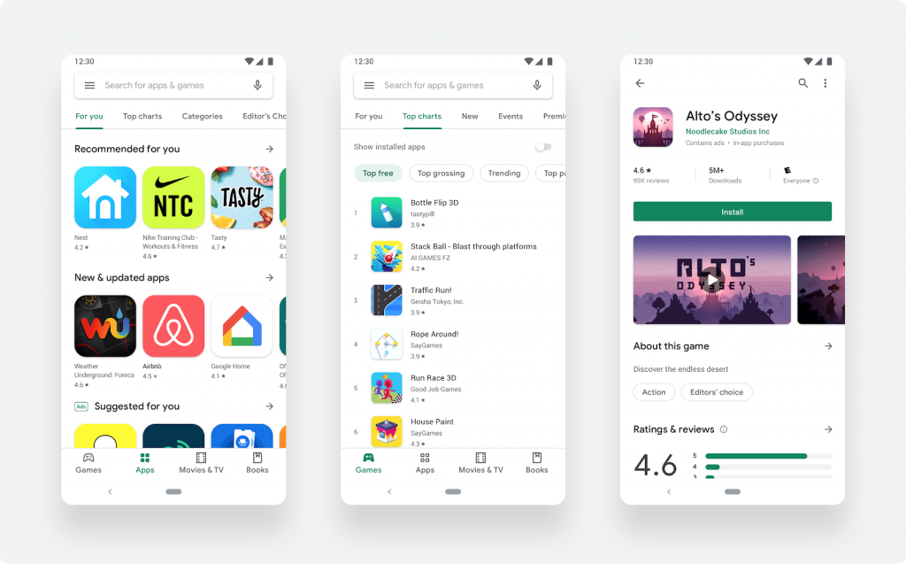 Google playstore new material design