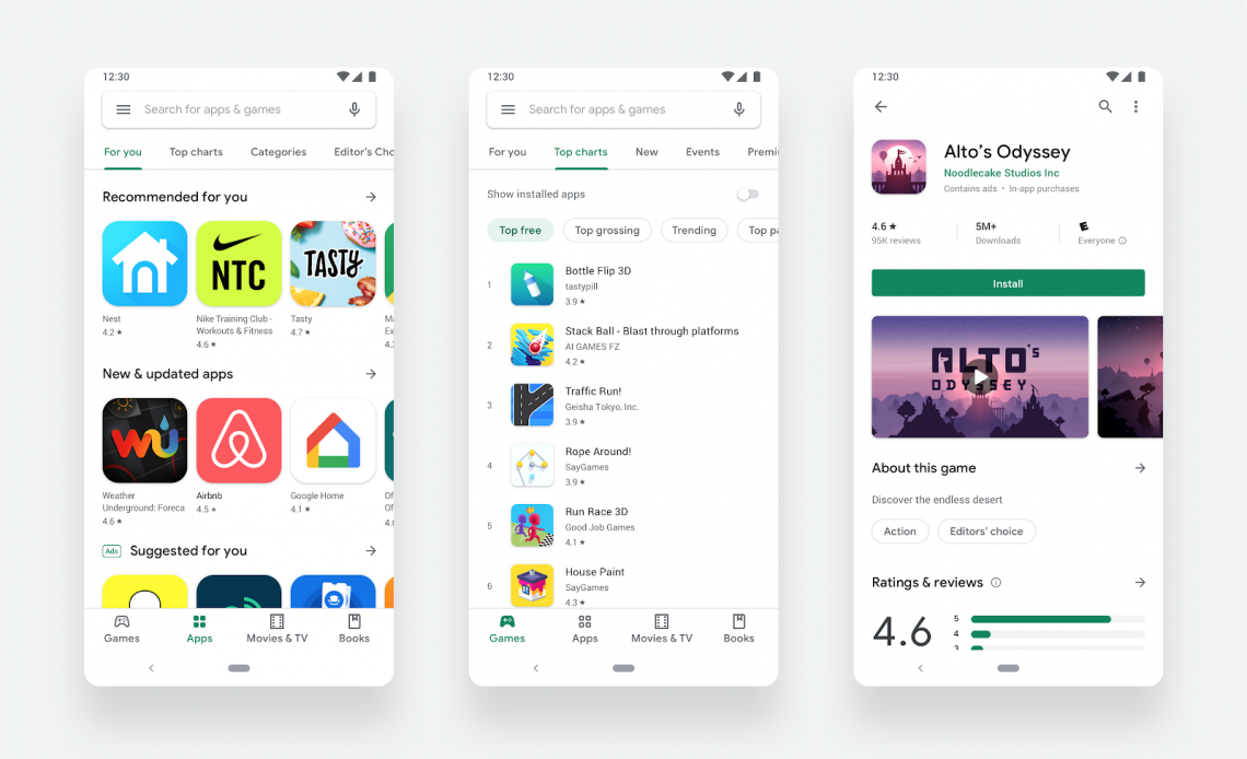 Google playstore new material design