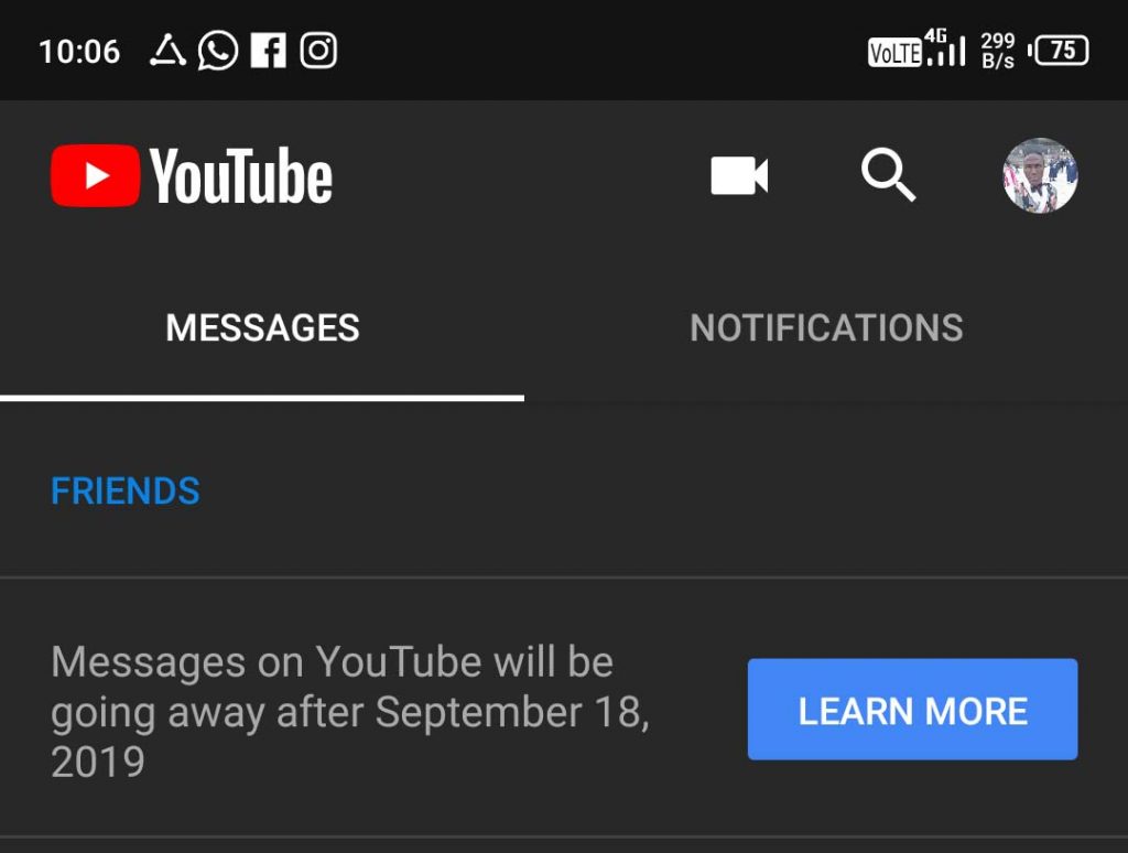 Youtube messaging