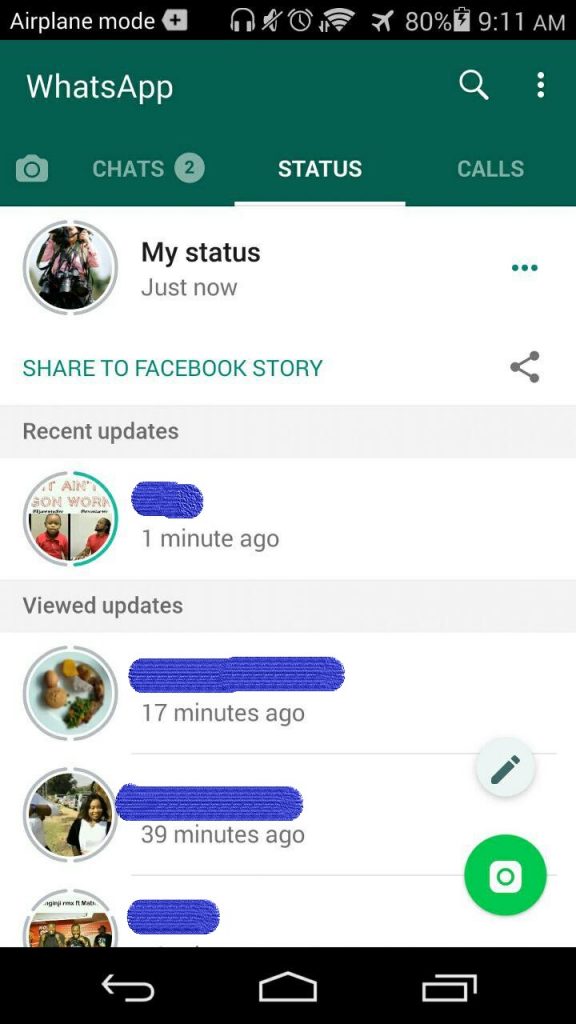Share WhatsApp Status on Facebook 1