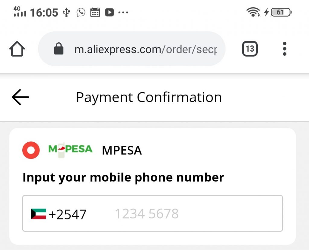 Aliexpress mpesa