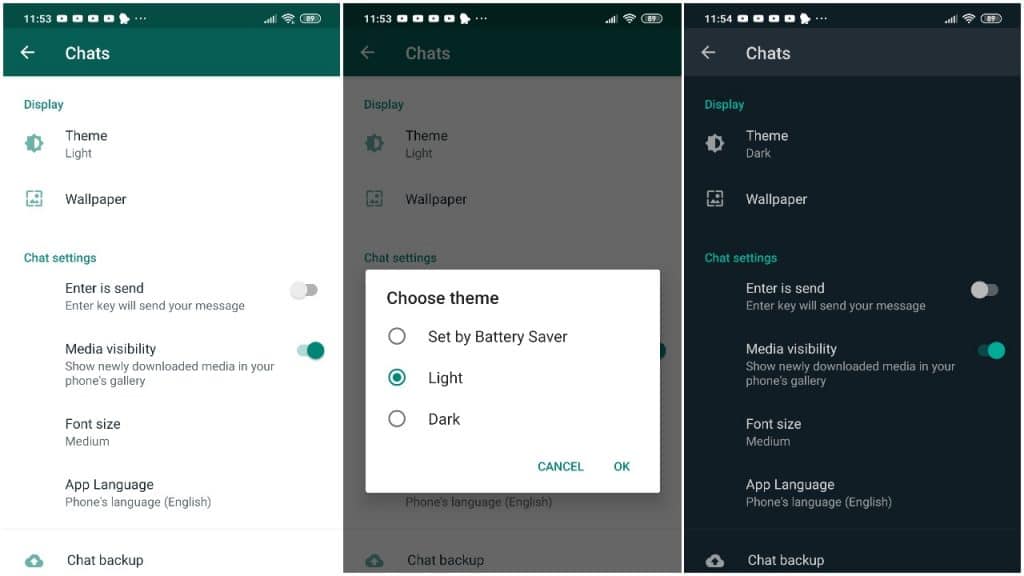 WhatsApp darkmode