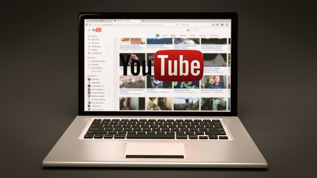 youtube logo on laptop