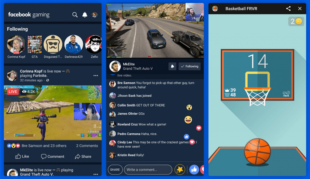 Facebook gaming app