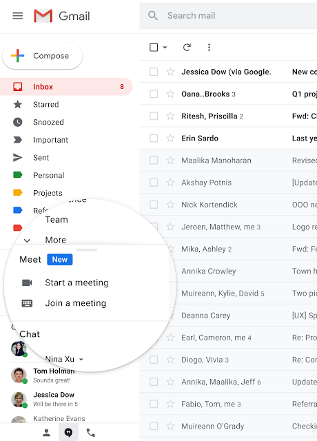 New Meet Gmail options