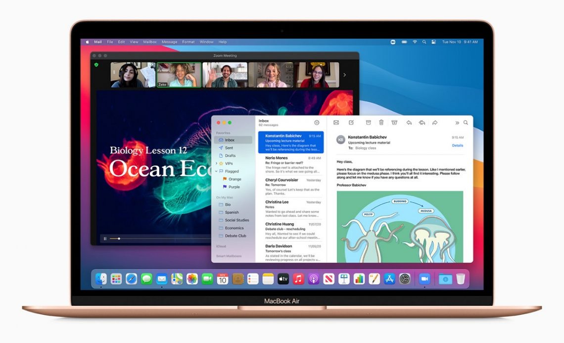 Apple new macbookair gold bigsur screen