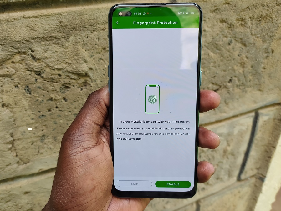 mySafaricom fingeprint unlock