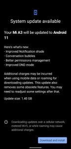 Xiaomi Mi A3 Android 11 rollout