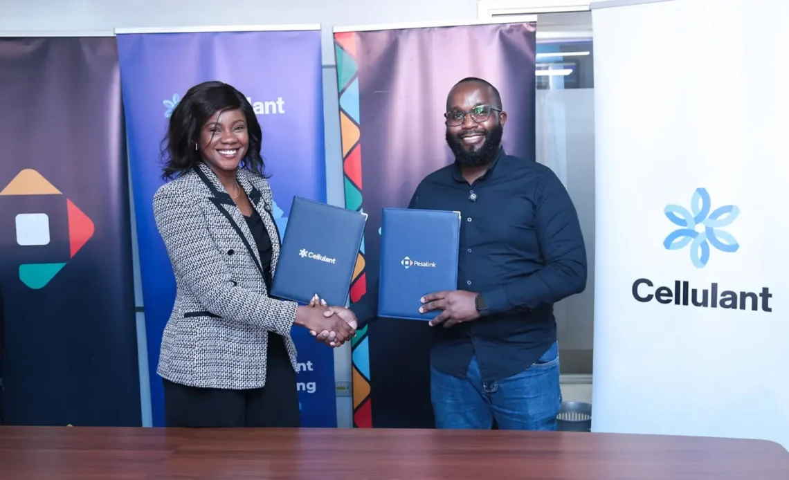 Plounne Oyunge, Chief Growth Officer at Pesalink (Left) and Michael Muriuki, VP Group Innovation and Software Engineering at Cellulant (Right)