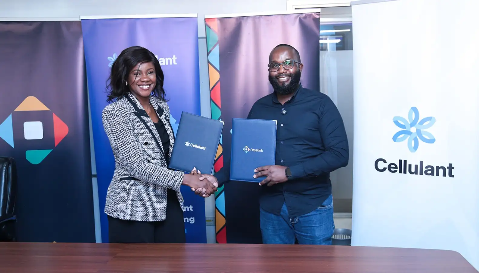 Plounne Oyunge, Chief Growth Officer at Pesalink (Left) and Michael Muriuki, VP Group Innovation and Software Engineering at Cellulant (Right)