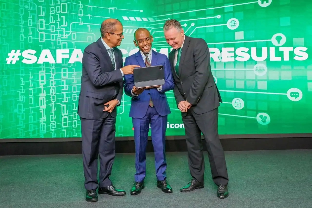 Safaricom’s Mobile Data Revenue Overtakes Voice for The First Time Dilip Pal, Chief Financial Officer, Safaricom PLC; Peter Ndegwa, Group Chief Executive Officer, Safaricom PLC; and Wim Vanhelleputte, Chief Executive Officer, Safaricom Ethiopia