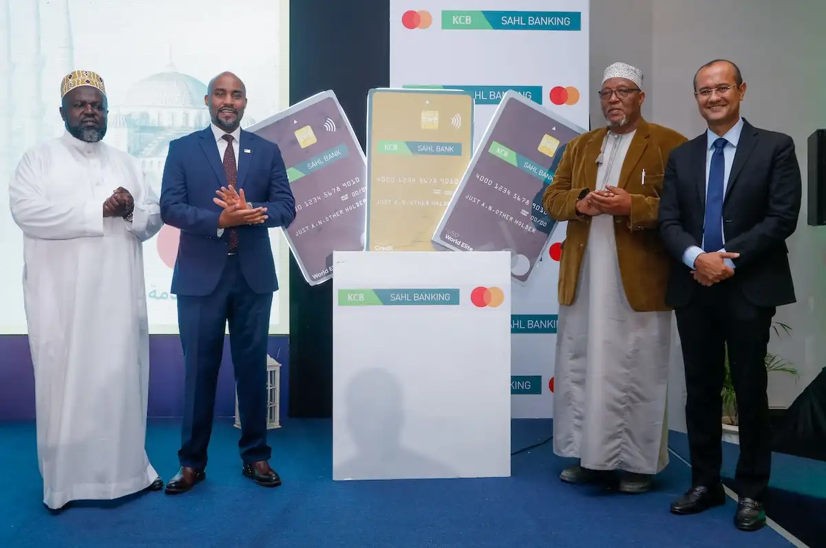 What You Need to Know About KCB Sahl Banking Card and Agency Banking Hemed Hassan Wangalwa (KCB Sahl Banking), Mark Mwongela, Sheikh Ibrahim Lethome (Shariah Advisory Council Chairman) and Shehryar Ali (Mastercard)