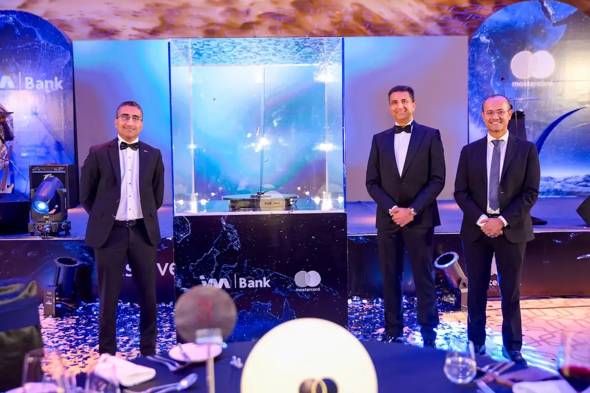 I&M Bank launches Mastercard World Elite Metal Credit Card in Kenya Shameer Patel (I&M Bank), Sarit S Raja Shah (I&M Group) and Shehryar Ali (Mastercard)