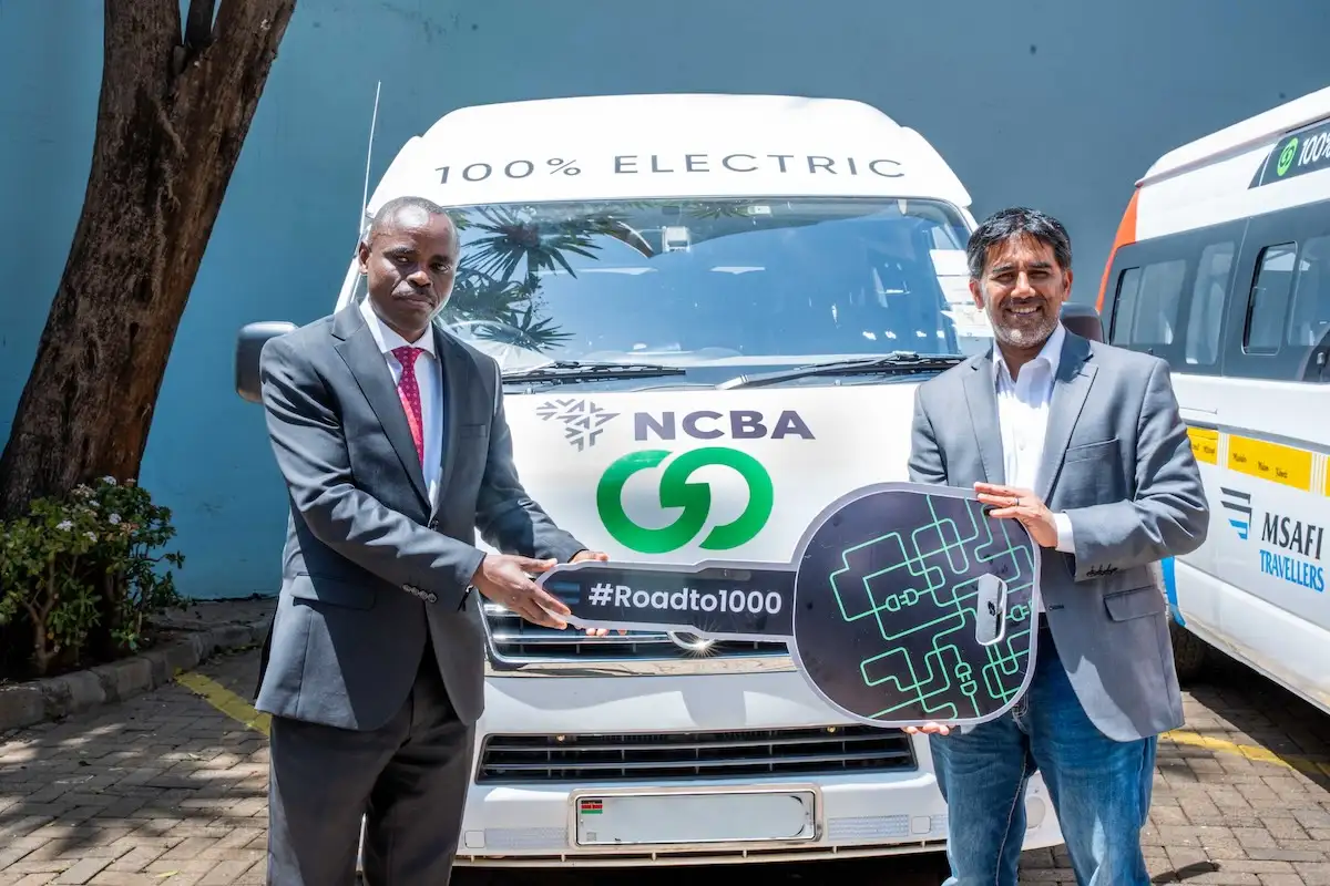 NCBA, BasiGo Partner to Finance 1,000 Electric Vans in Kenya Robert Marete - NCBA Leasing LLP (left), and Jit Bhattacharya - BasiGo